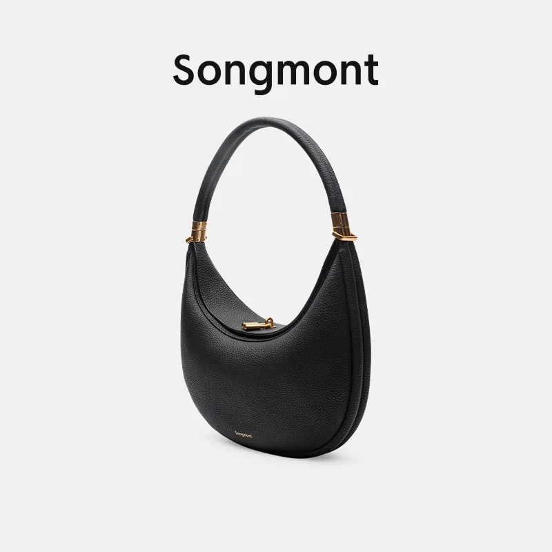 

New niche design of crescent shaped bag, commuter single shoulder underarm light luxury cowhide women's bag