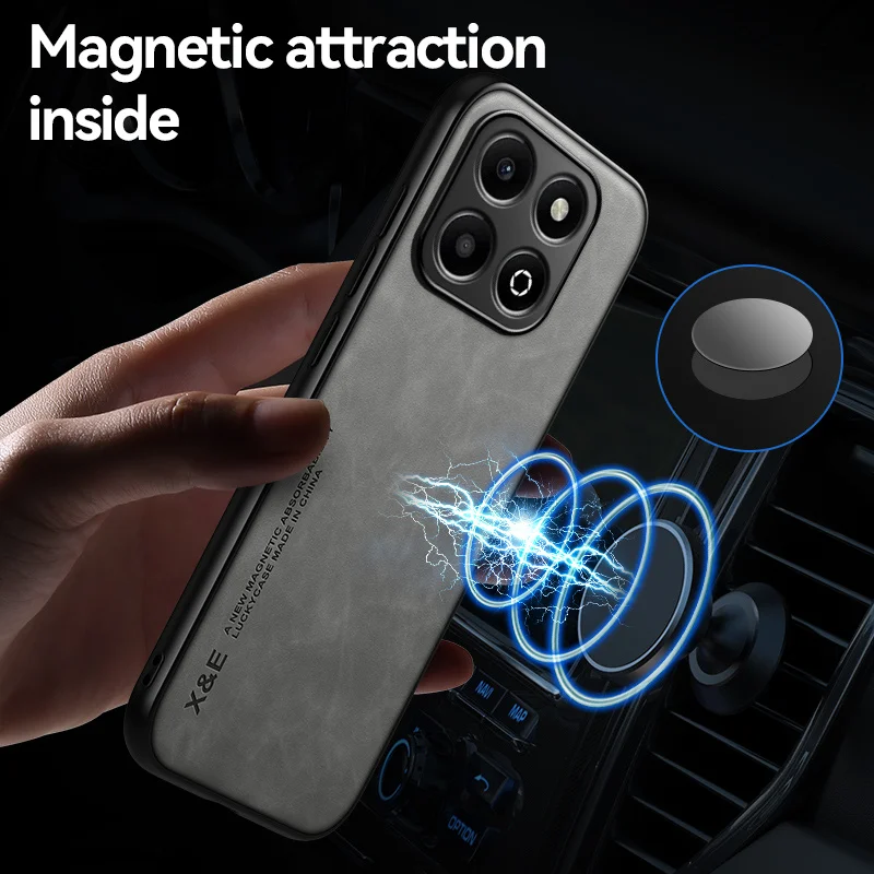 Luxury Leather Magnetic Holder Shockproof Case with TPU Protection