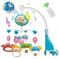 Musical Baby Crib Mobile Lights Remote Control Music Box Rotating Animals Rattles  Ceiling Star Projection Nursery Toys Infants 1