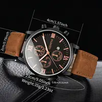 1/2PCS Fashion Roma Dial Men Business Watches Calendar Quartz Watch Leather Band Male's Wristwatches Reloj Hombre（Without Box） 6