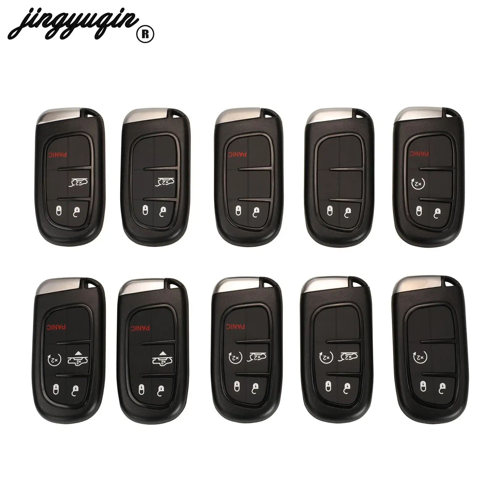 

jingyuqin Remote Car Key Shell For Jeep Grand Cherokee Chrysler 300C Dodge Ram 1500 Journey Dart Challenger Durango FOB 2/3/4/5B