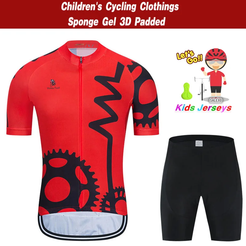 New 2024 Kids Cycling Clothing Bicycle Wear Short Sleeve Jersey with Shorts Set Boy Girl MTB Road Bike Suits Ropa De Ciclismo 3