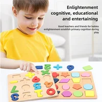 Kids Alphabetic Arithmetic Number Geometric Shapes Wooden Puzzle Montessori Preschool Learning Educational Game Toy for Children 3