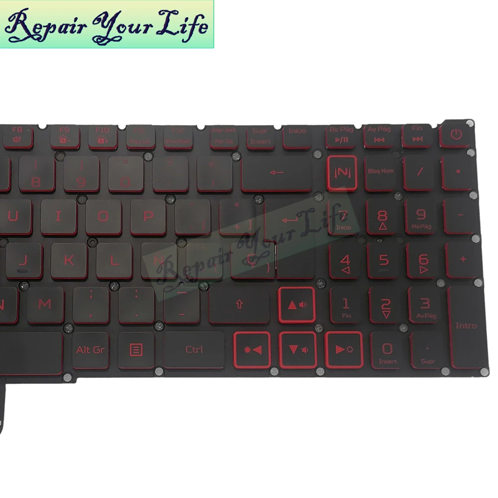 Teclado Retroiluminado para Acer Nitro Pt-br Brasil Espanhol e Eua An517 52 An517 53 An515 56 An515 57 Lg05p-n10brl Retroiluminação Vermelha Novo - Imagem 5