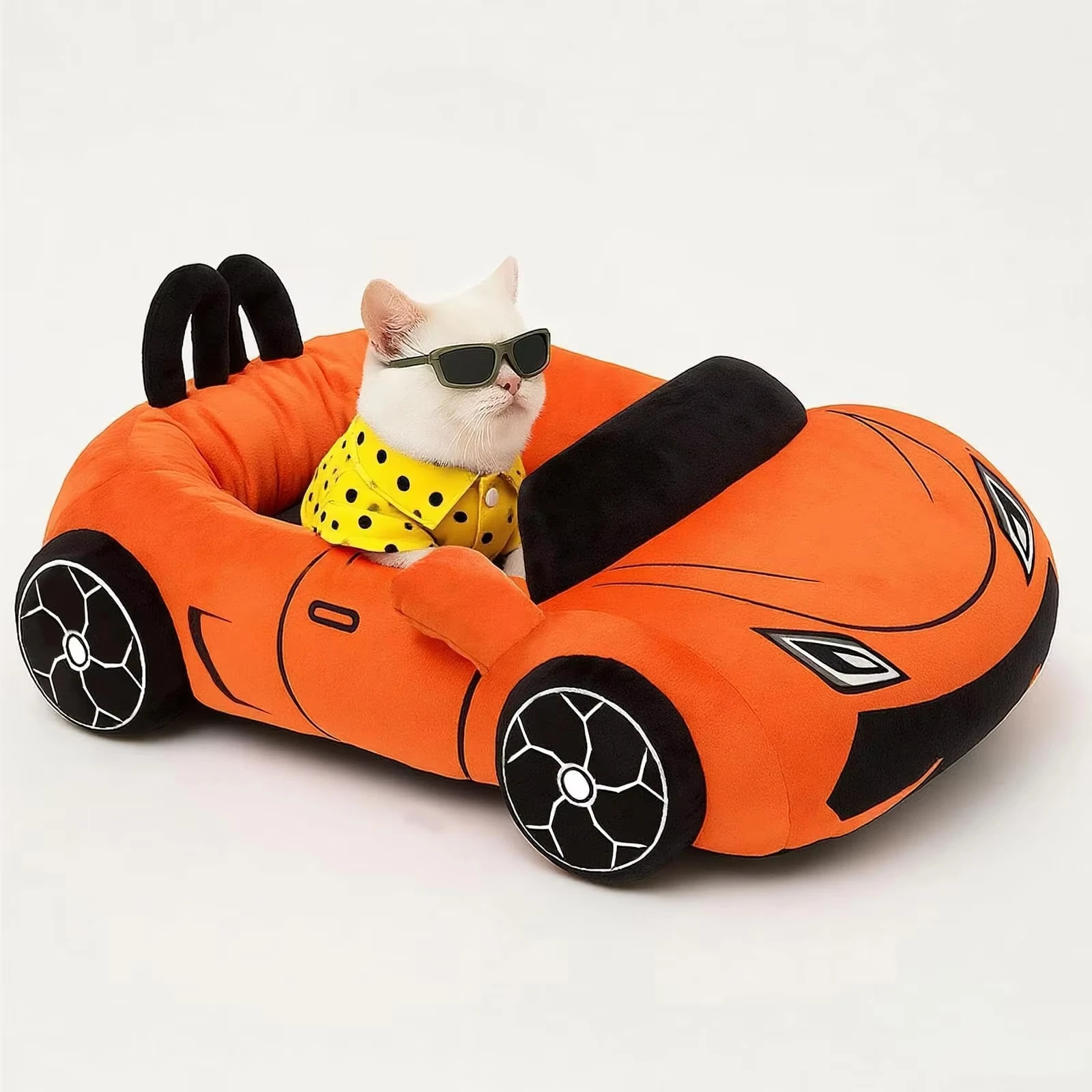 Cute Cat Beds Kitten Bed Soft and Cozy Small Dog Beds with Pillow Washable Pet Mat for Puppy and Kitty Funny Supercar Cat Toys