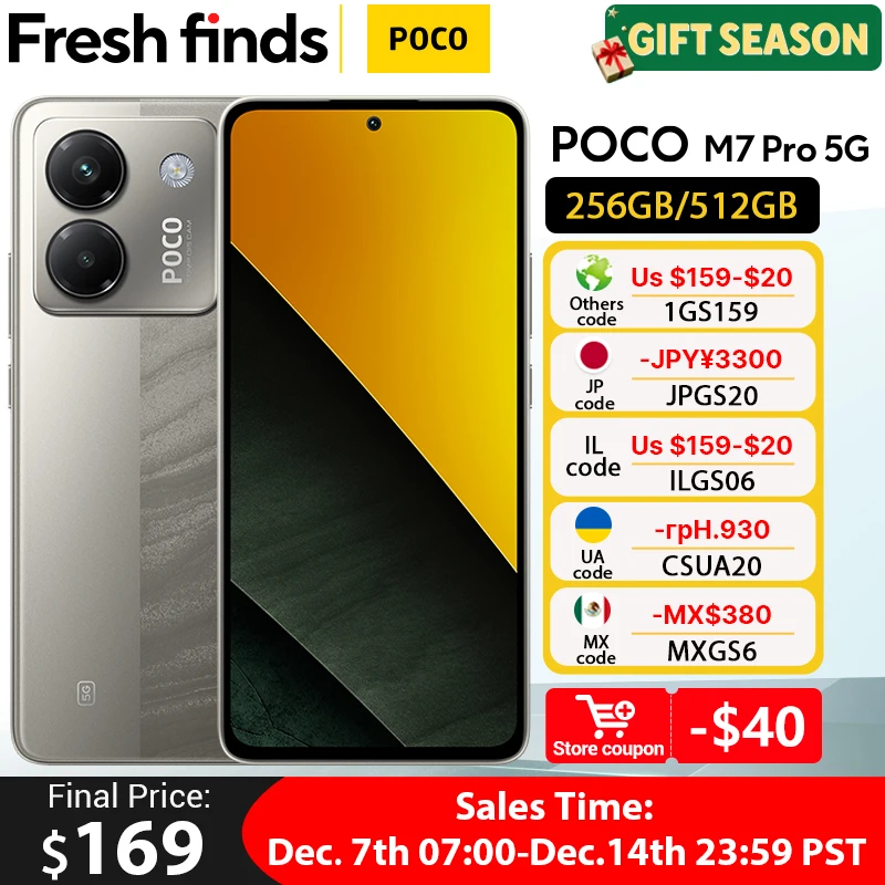 最新のPOCO M7 Pro 5Gグローバル版 256GB/512GB Dimensity 7025-Ultra