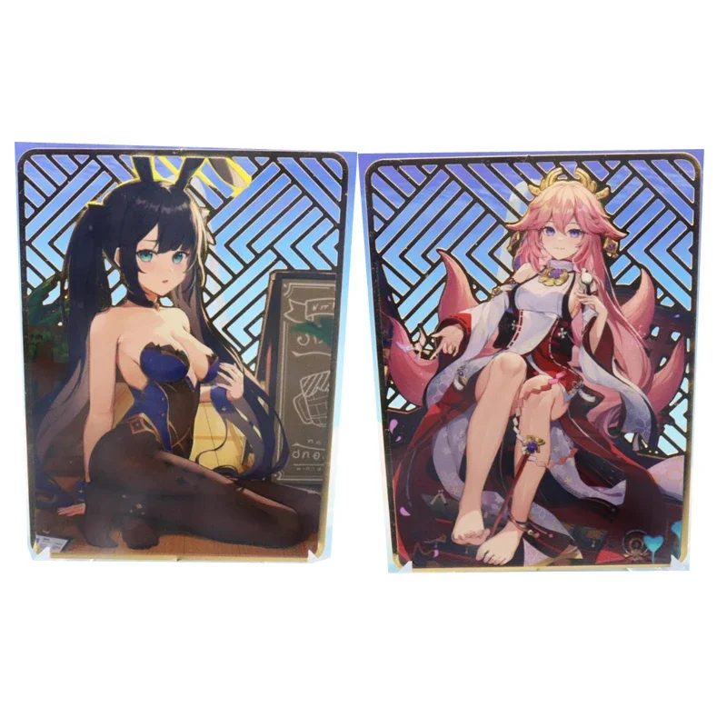 

Genshin Impact DIY Homemade Metal Card Mona Yae Miko Through-carved Work Anime Game Peripheral Collection Christmas Present