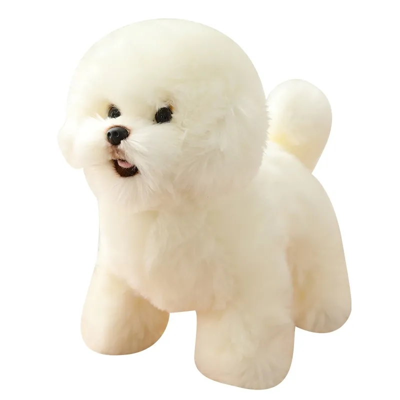 High Quality Simulation Bichon Frise Plush Toy Stuffed Animal Pet Realistic Puppy Dog For Home Decoration Nice Gift