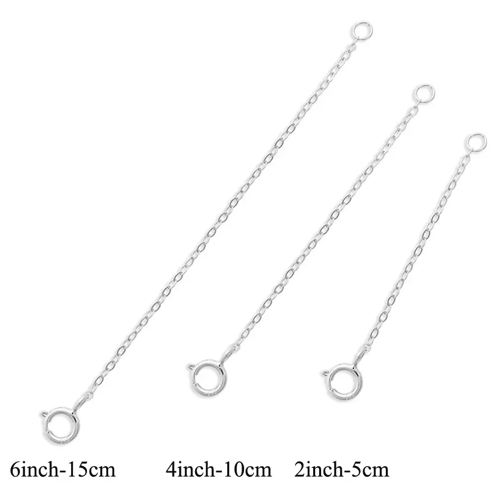 3pcs/set 2/4/6inches Solid 925 Sterling Silver Necklace Extenders For