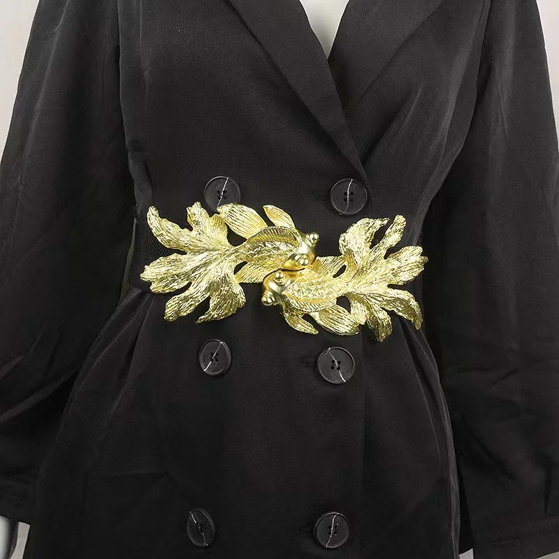 

Новый Европейский стиль ретро большой золотой рыбка резной эластичный пояс украшение с юбкой свитер пальто с эластичным поясом женский уплотнитель