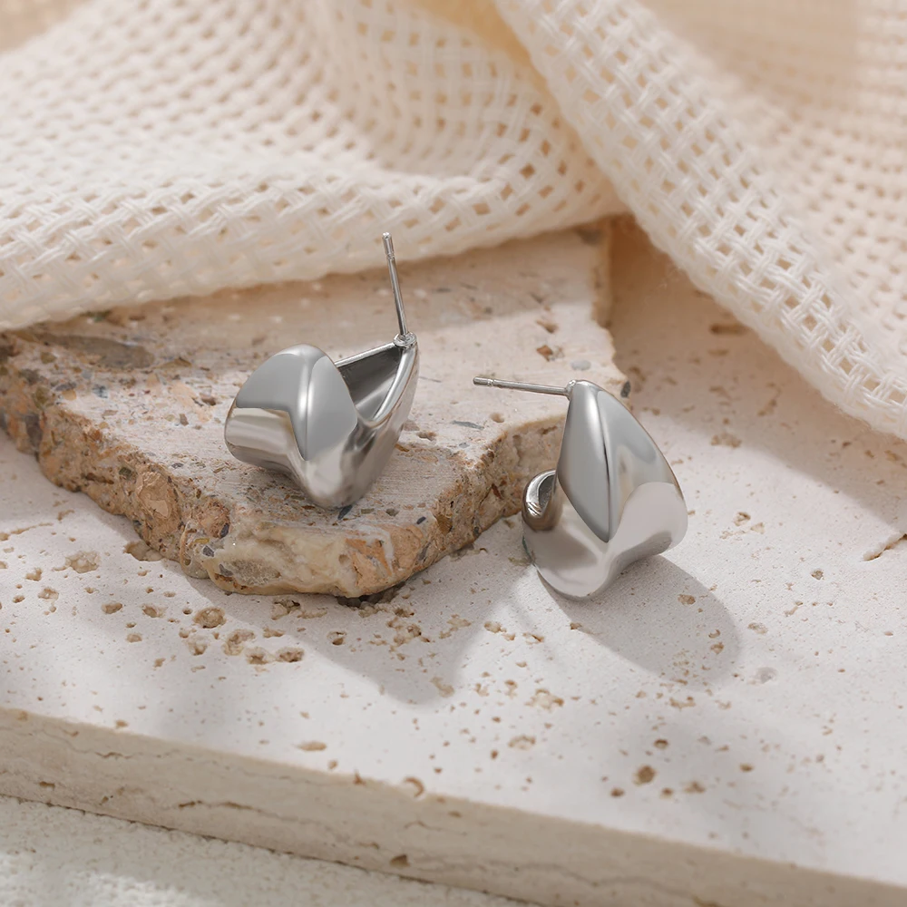 Silver Color New Puff Earrings for Women Sleek Waterproof Water Droplet Chunky Bubbles Women's Earring Chic Jewelry Party Gifts