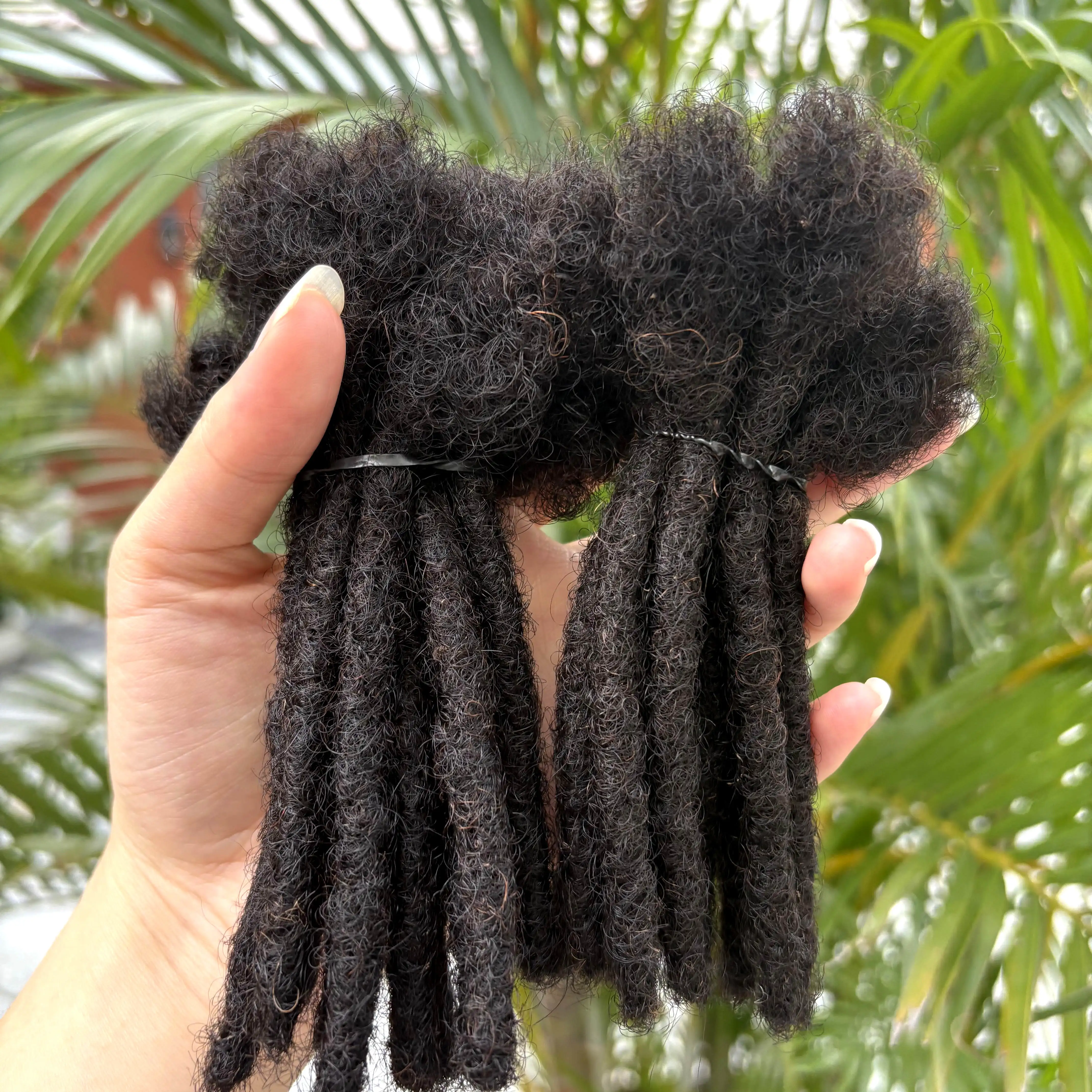 Natural Inter Loc Extensions Human Hair 0.6cm 4-8 Inch Width Full Handmade Dreadlock Extensions for Men Women Kids Can Be Dyed 4