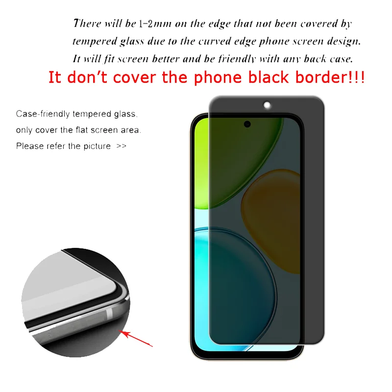 Premium 6-in-1 Privacy Tempered Glass Screen and Lens Protector, 9H Anti-Spy Shield