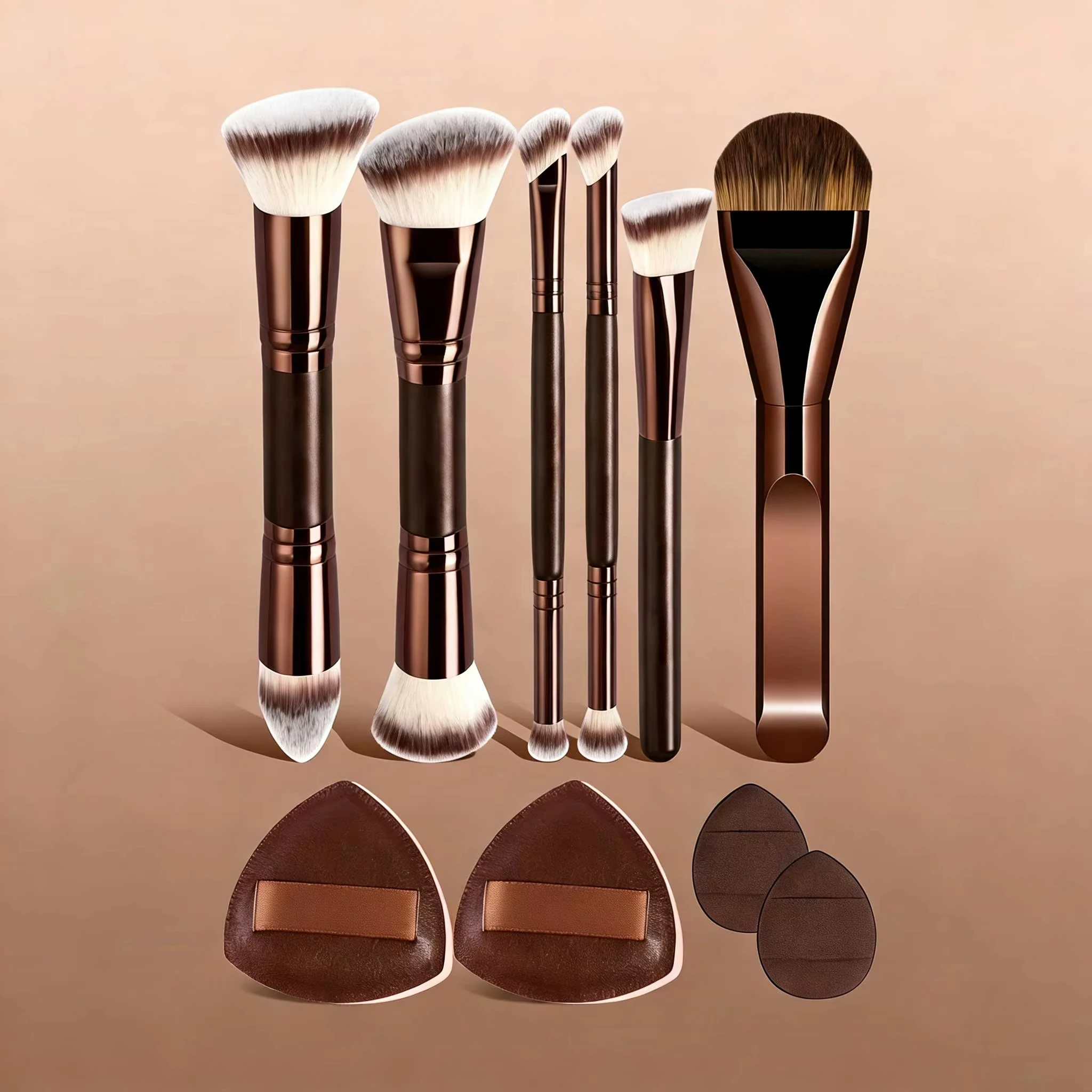 4/5/6/10/18pcs Professional Makeup Brush Set, Portable Travel Makeup Brushes, Dual-Ended Multifunctional Makeup Tools Set_voghion.com