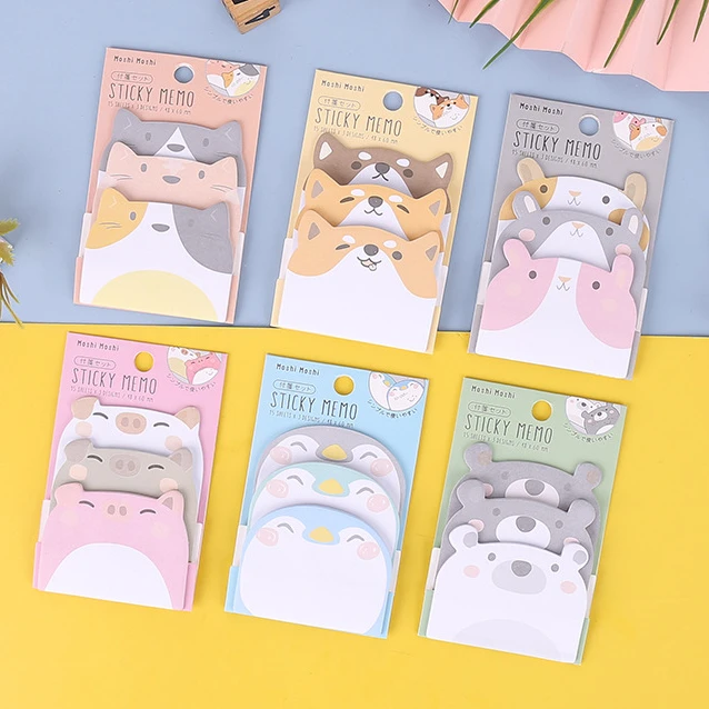 

Cute Penguin Pig Bear Sticky Notes Kawaii Animal Shape Memo Pads Stationery Notepad Note Paper Bookmark School Office Supplies