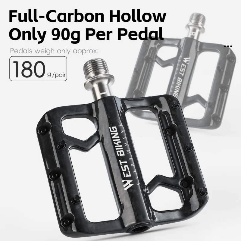 Pédales Véto Plateforme En Fibre De Carbone - Ultra Légères Antidérapantes 106x92mm - Pour VTT, Route, Universel