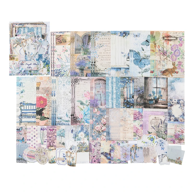 Deco Scrapbook Collage Background Paper Pack - 100pcs Creative DIY Craft Paper