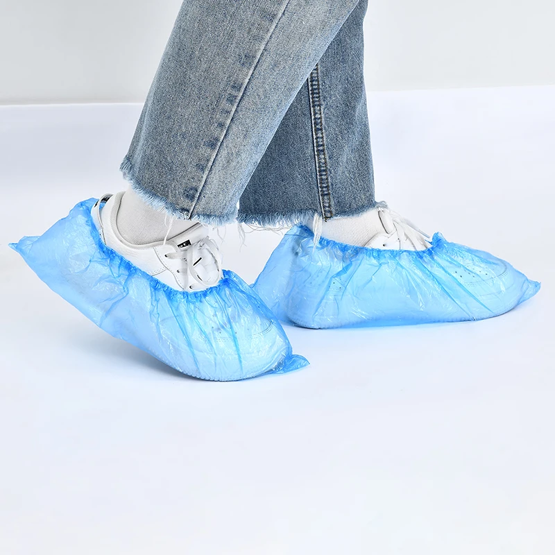 1Pack Plastic Shoe Cover 100pcs/Pack Disposable Waterproof Dustproof Thickened Plastic One Size Foot Cover For Home