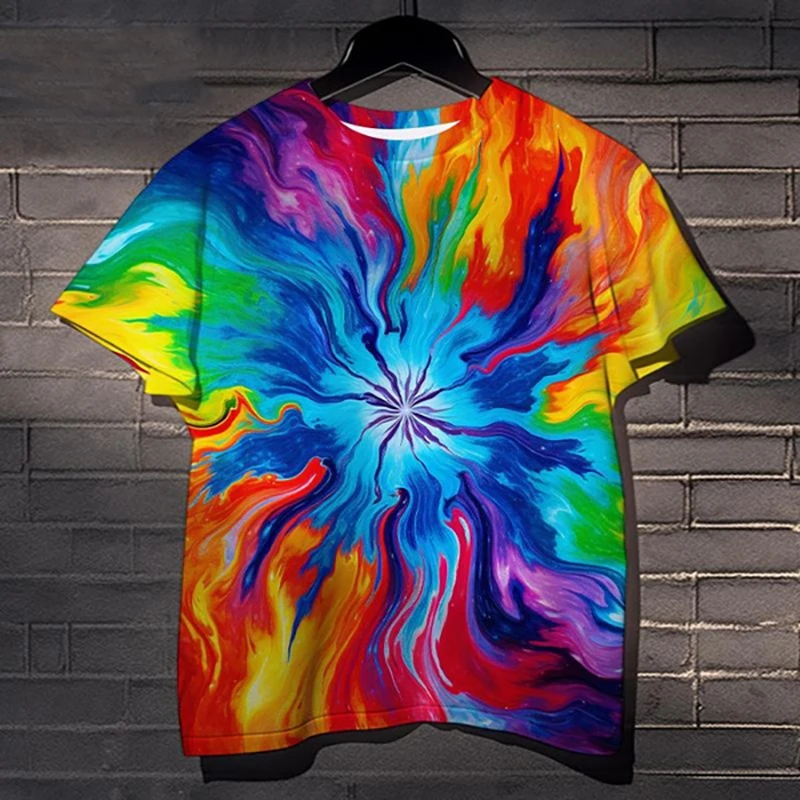 Colorful Tie Dye Graphic Short Sleeve T Shirt