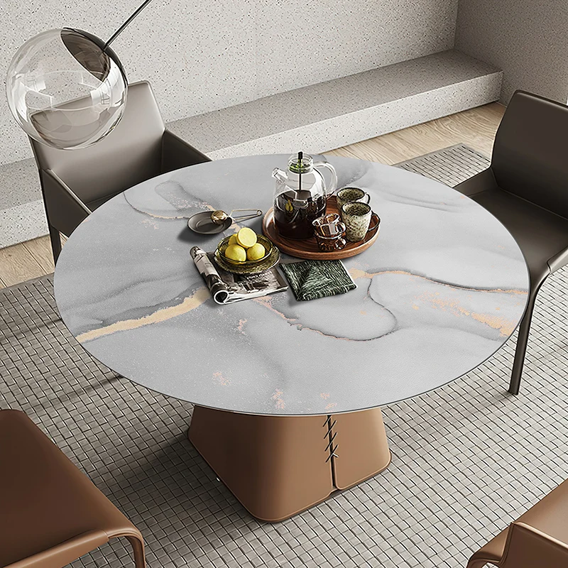 

Modern Marbling Nordic Leather Round Tablecloth Waterproof Oilproof Anti-scalding Small Round Dining Tablecloth Coffee Table Mat