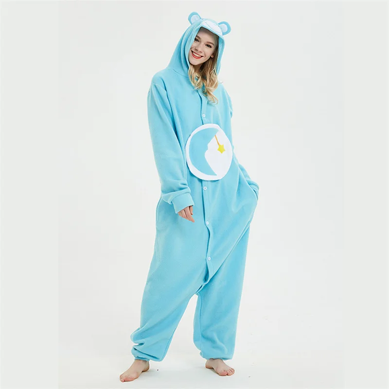 Flannel Anime Cartoon Fluffy Pajamas One Piece Pajamas Homewear Unisex Nightgowns Long Sleeve Onesies Thicken Kigurumi Adult