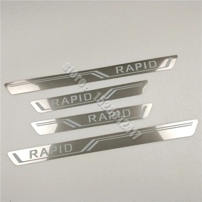 

for Skoda Rapid 2012-2024 Door sill plates stainless car styling molding accessories scuff pad plate on door sills stickers