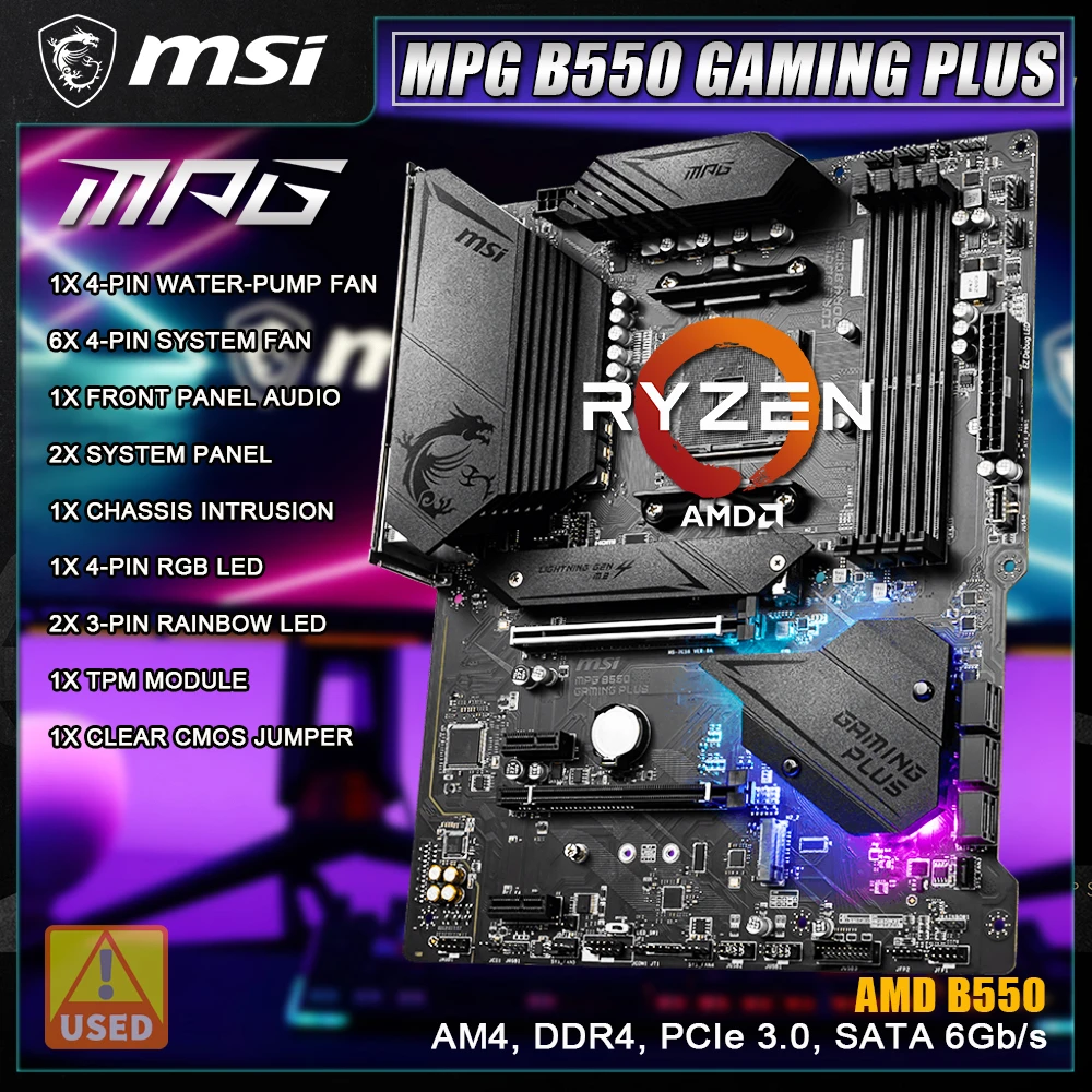 Gelée-Carte mère gaming MPG B550 GAMING PLUS, AMD AM4, DDR4, PCIe