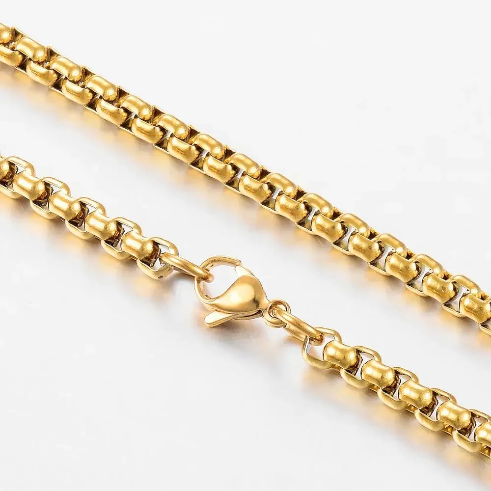 Stainless Steel Necklace Waterproof Round Gold Color Chain Men And Women Gift Jewelry 2mm-5mm Width