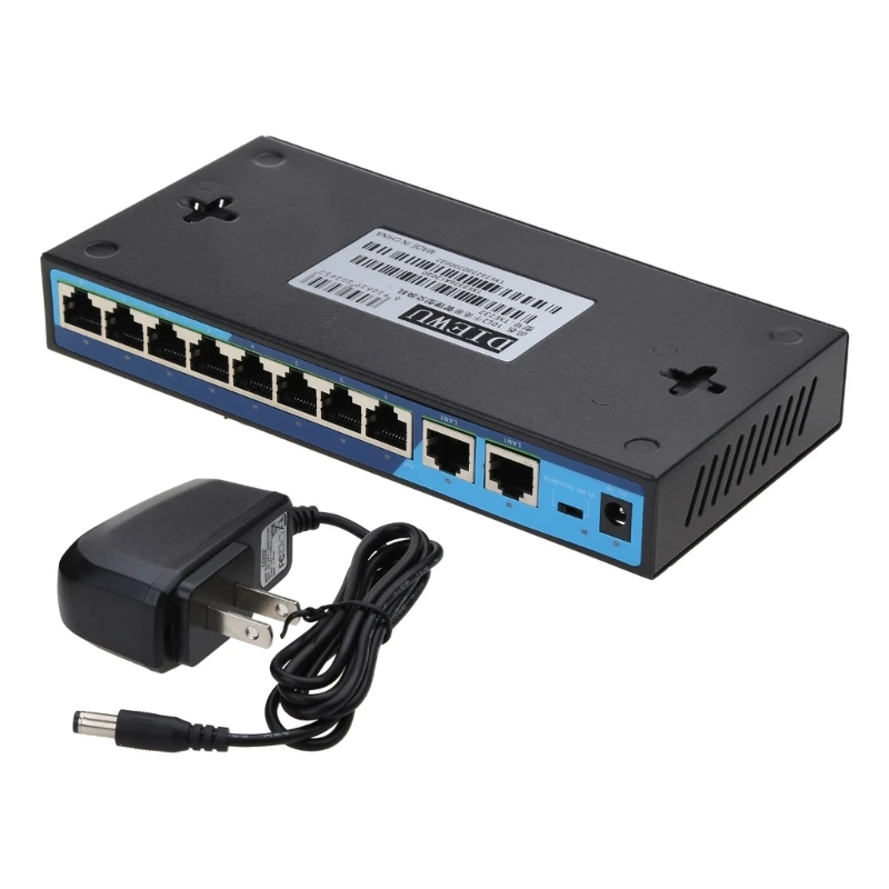 

Коммутатор 10 портов Ethernet Коммутатор 120 Вт 8 портов 1000 Мбит/с + 2 восходящих канала