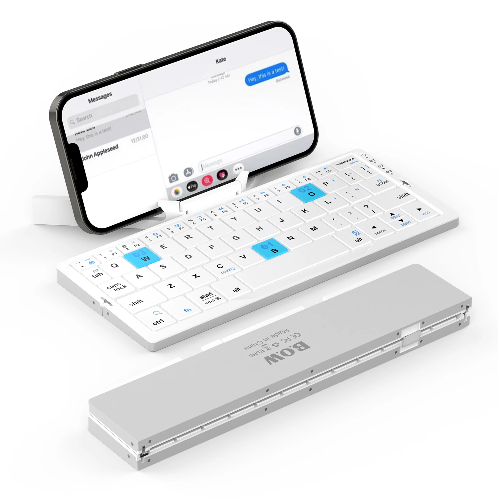 thumbnail image 1 of Mini teclado inalámbrico Bluetooth plegable con soporte magnético Teclado de aleación de aluminio para iPad, iPhone, tableta Samsung Teclado recargable, 1 of 4