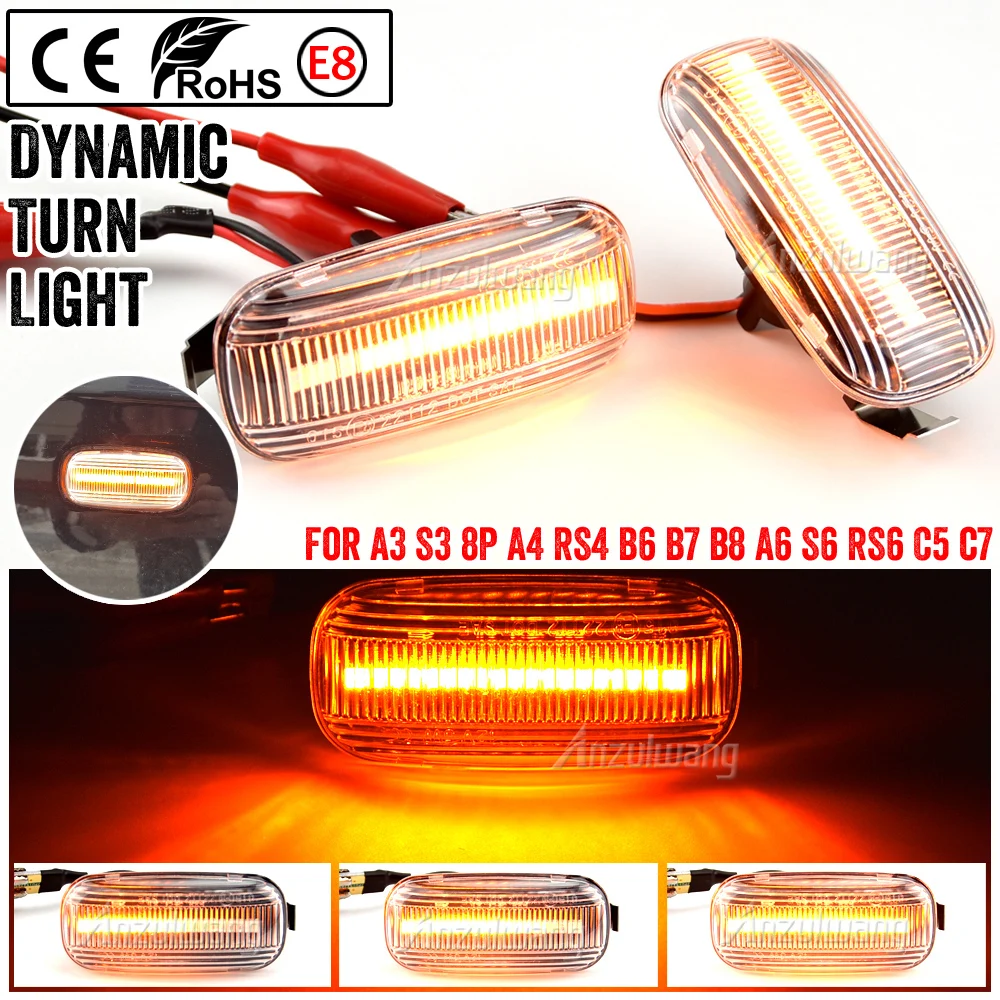 

For Audi A3 S3 8P A4 S4 RS4 B6 B7 B8 A6 S6 RS6 C5 C7 Led Dynamic Side Marker Turn Signal Light Sequential Blinker Lamp Car Parts