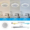 2 in 1 Modern Smart Ceiling Fan with Light Remote Control LED Dimmable 6 Speeds Timer Flush Mount Enclose Ceiling Fans Lamp 72W 4