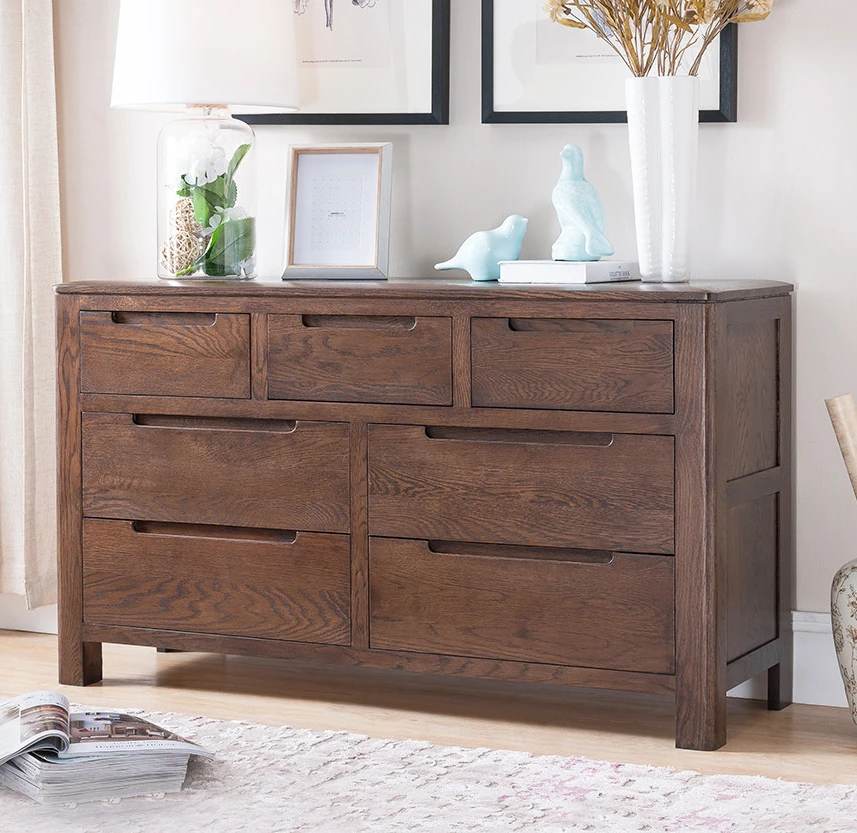 

All solid wood Nordic environmentally friendly living room storage cabinet Oak bedroom storage cabinet