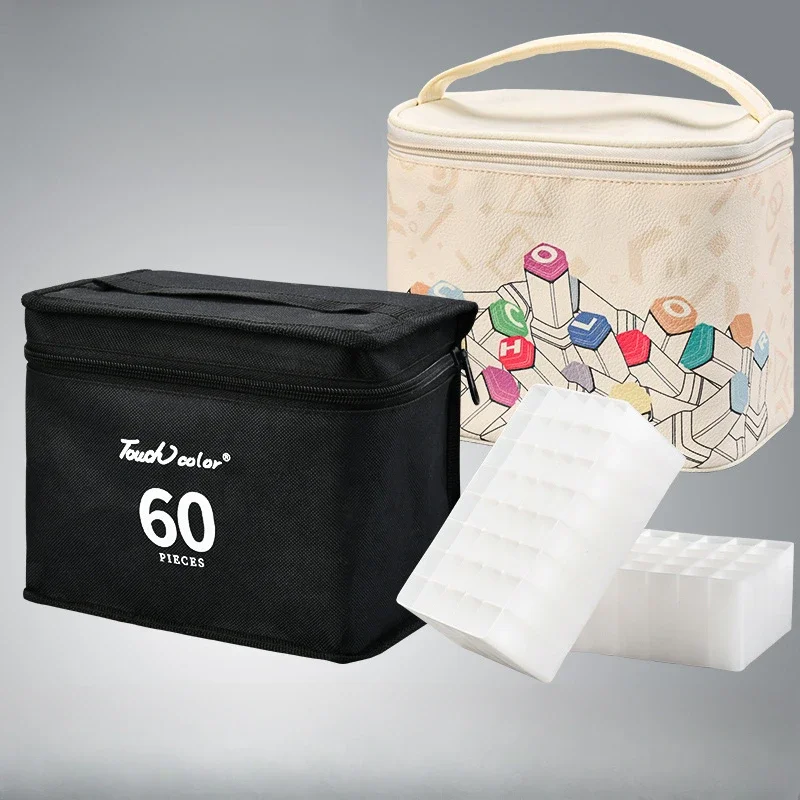 

60/80/204 Slot Marker Pen Storage Bag Multifunctional Portable Canvas Portable Base Storage Box Student Art Pen Storage Bag