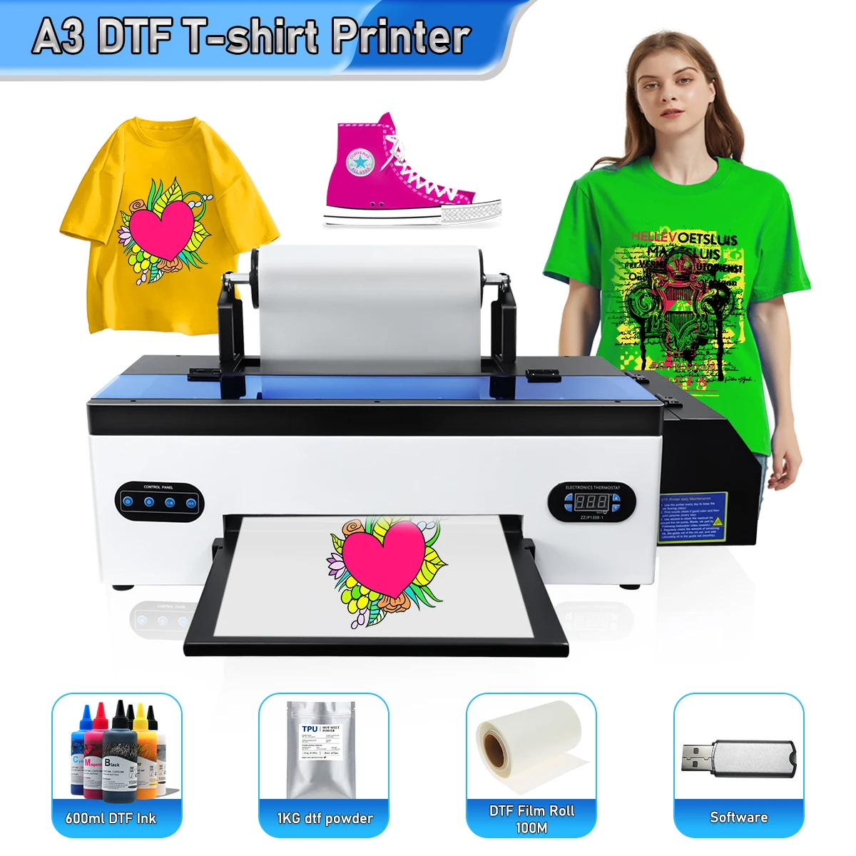 Máquina de impresión DTF A3 R1390, Impresora DTF directamente a la