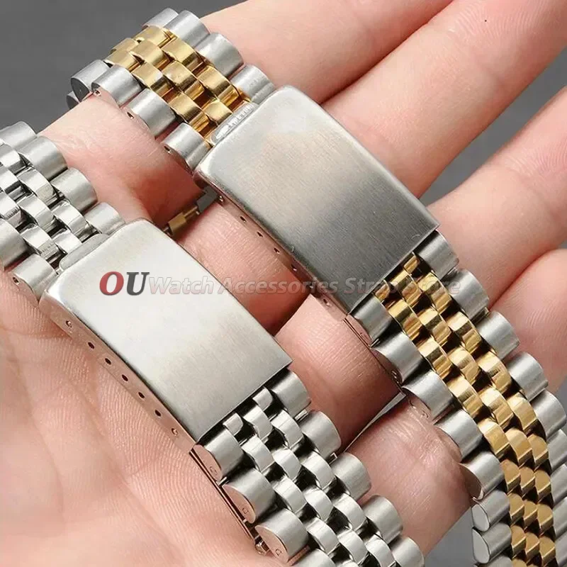 Luxury Stainless Steel Curved End Watch Bracelet - Jubilee Style Strap