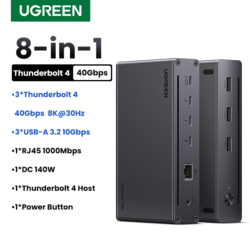 UGREEN Thunderbolt4 USB ハブ 8-in-1 ドッキングステーション 40Gbps