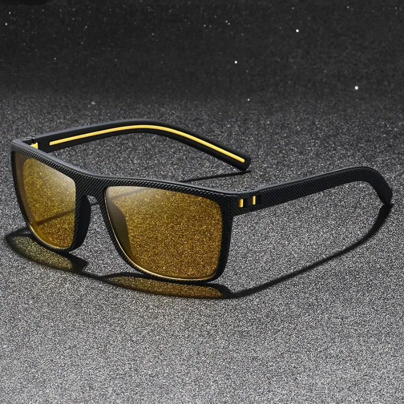 Occhiali da sole vintage quadrati gialli per visione notturna, lenti anti-affaticamento e anti-riflesso, per uomo e donna - immagine 2