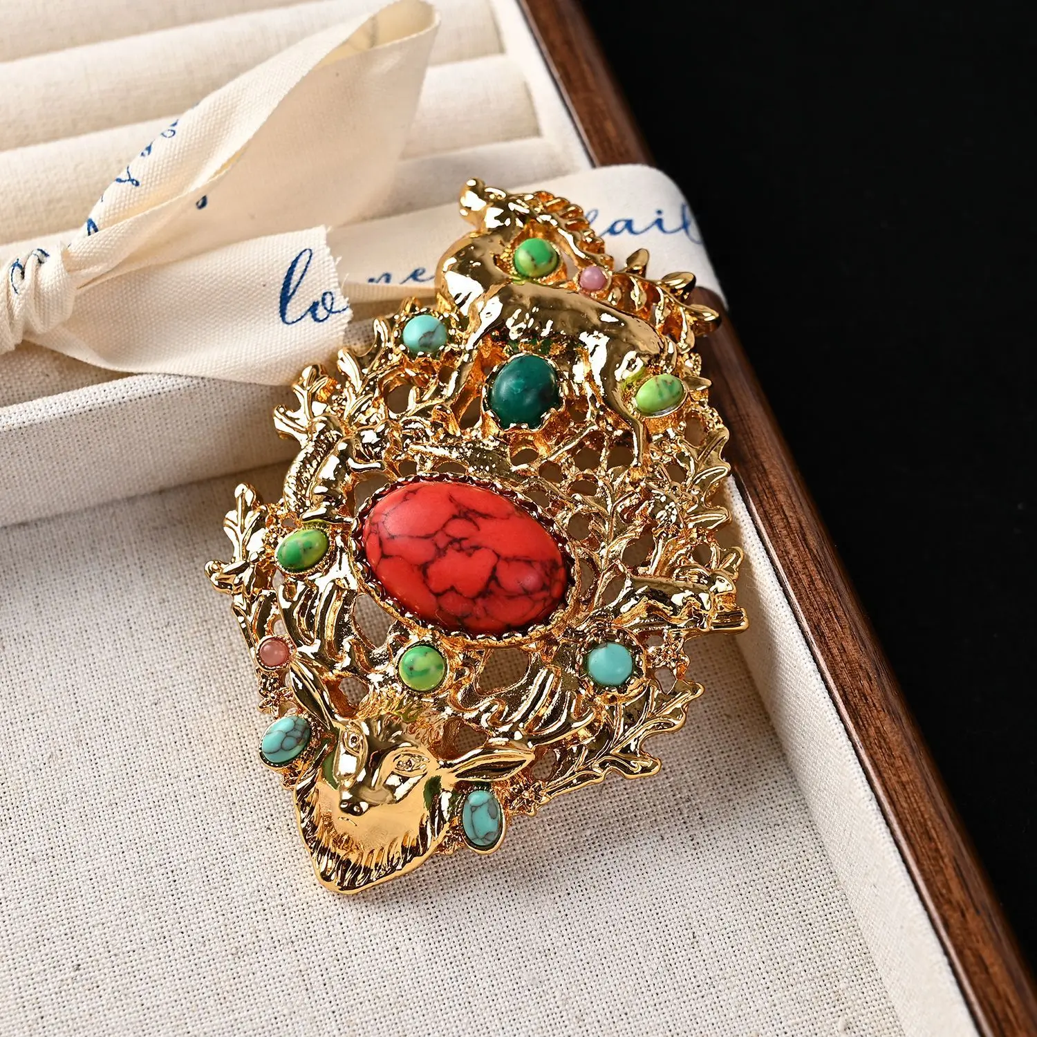 

New Retro Set Ruby Brooch