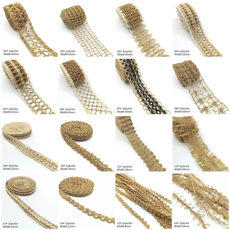 Natural Jute Burlap Hessian Ribbon Twine Flower Pattern Wedding Party Supplies DIY Rope Craft 3 yards ribbon decoration ribbon supplies jute ribbon