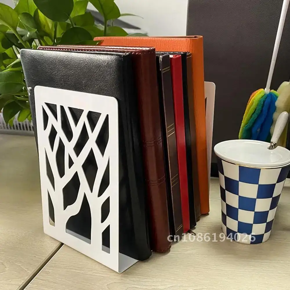 

2 Pieces Durable Bookends Storage Book Hollow Non-slip Book Rack Practical Bookend Stand Magazine Desktop Holder Stand
