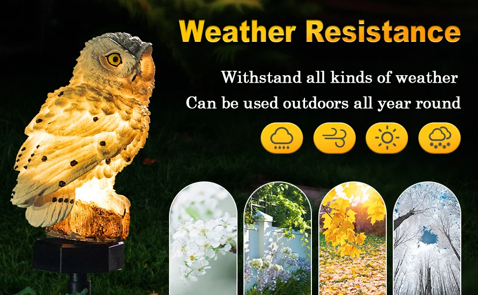 Description Picture 2 of itemSolar Light Outdoor Decor, Resin Owl Solar LED Light with Stake, Animal Waterproof Light for Flower Fence Lawn Passage Walkway