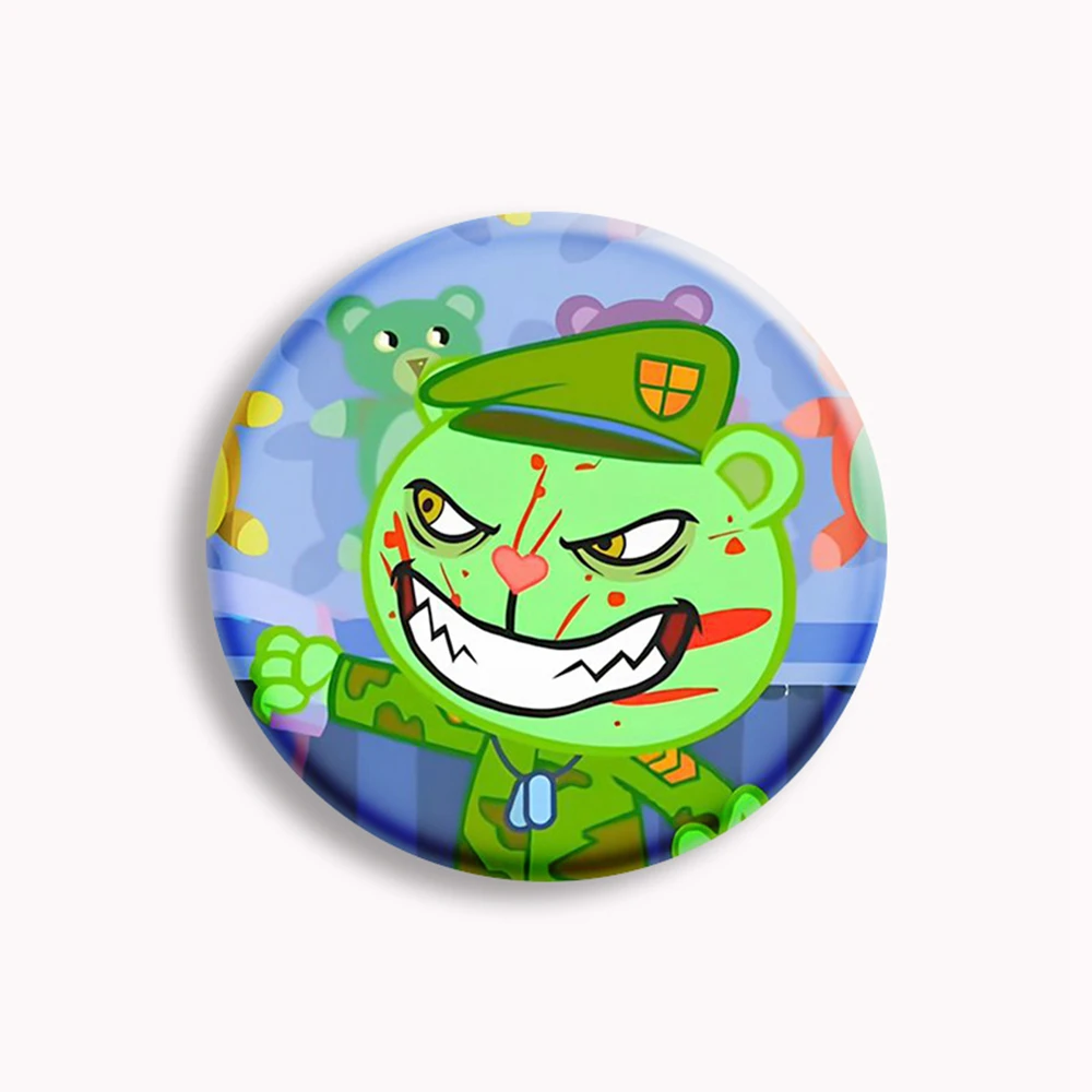 Quente anime feliz árvore amigos botão macio pino dos desenhos animados  flakey flippy broche crachá saco decoração acessórios amigos presentes -  AliExpress, image size:1000x1000