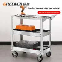 Heavy Duty Stainless Steel Tool Cart with Three Layer Toolbox and Multi-Functional Rack for Auto Repair Parts 2