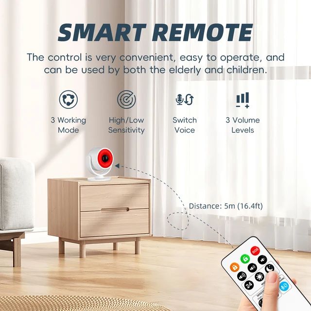 Infrared Detectors Motion Sensor PIR Alarm 110db Siren Strobe Light Security  Remote Control Detector 5