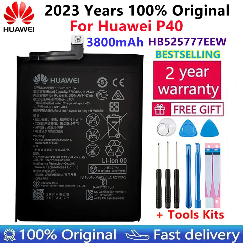 

100% New Original Hua Wei High Quality 3800mAh HB525777EEW Battery For Huawei P40 Mobile Phone Batteries With Tools Free