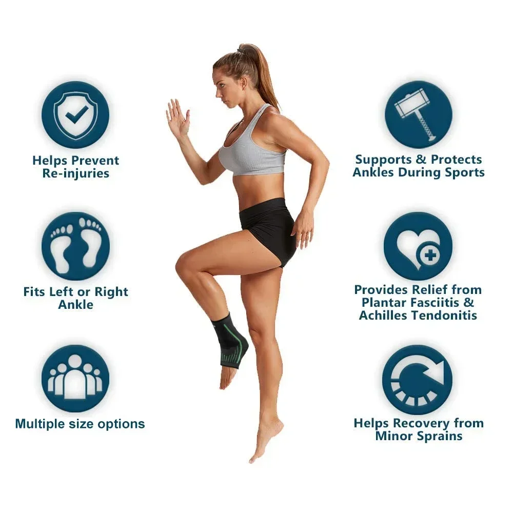 Ankle Support Brace 1Pc Achilles Tendon Support Plantar Fasciitis Sock Ankle Compression Sleeve for Running Tendonitis and Flat Feet Relief