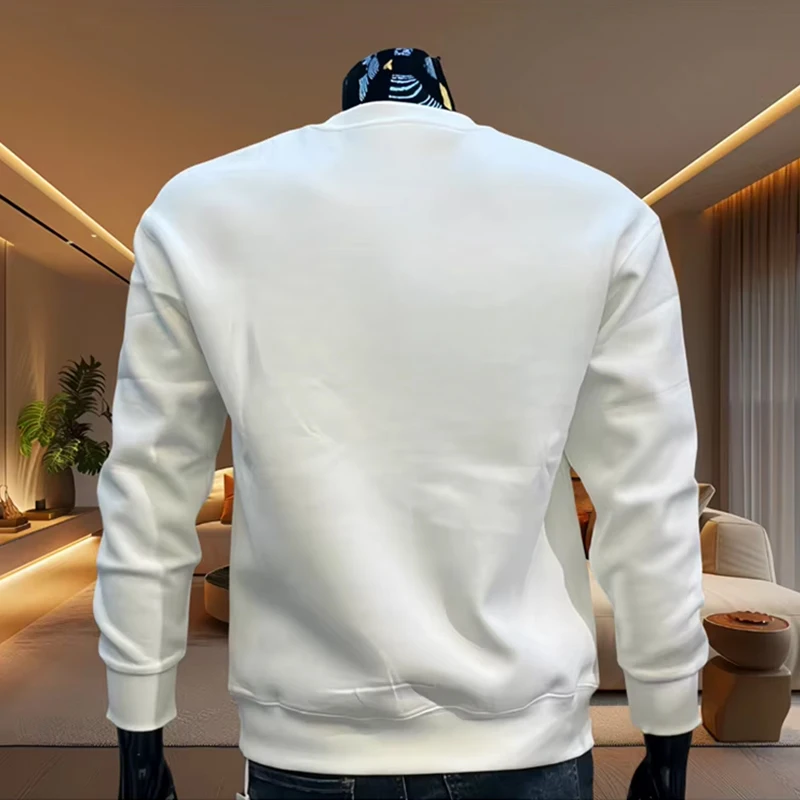 Paris Casual Fashion Men's O-Neck Hoodies High Grade Spring Autumn Warm Soft Long Sleeved T-shirts Male Home Outdoor Pullover 5