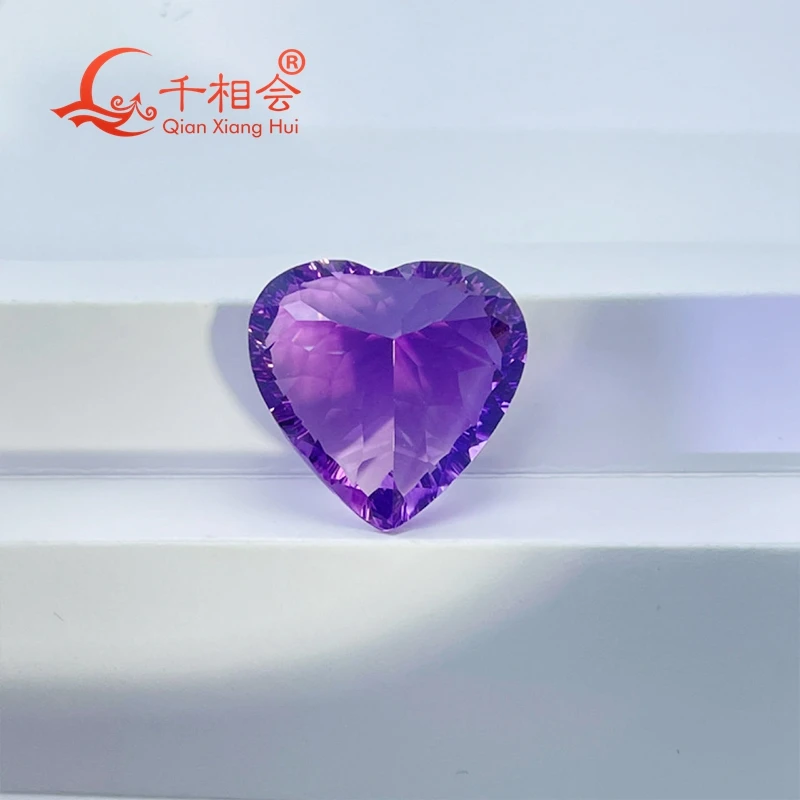 42ct Natural Amethyst Heart Shape Gemstone Millennium Cut Loose Stone for Jewelry Making with GRC Certification