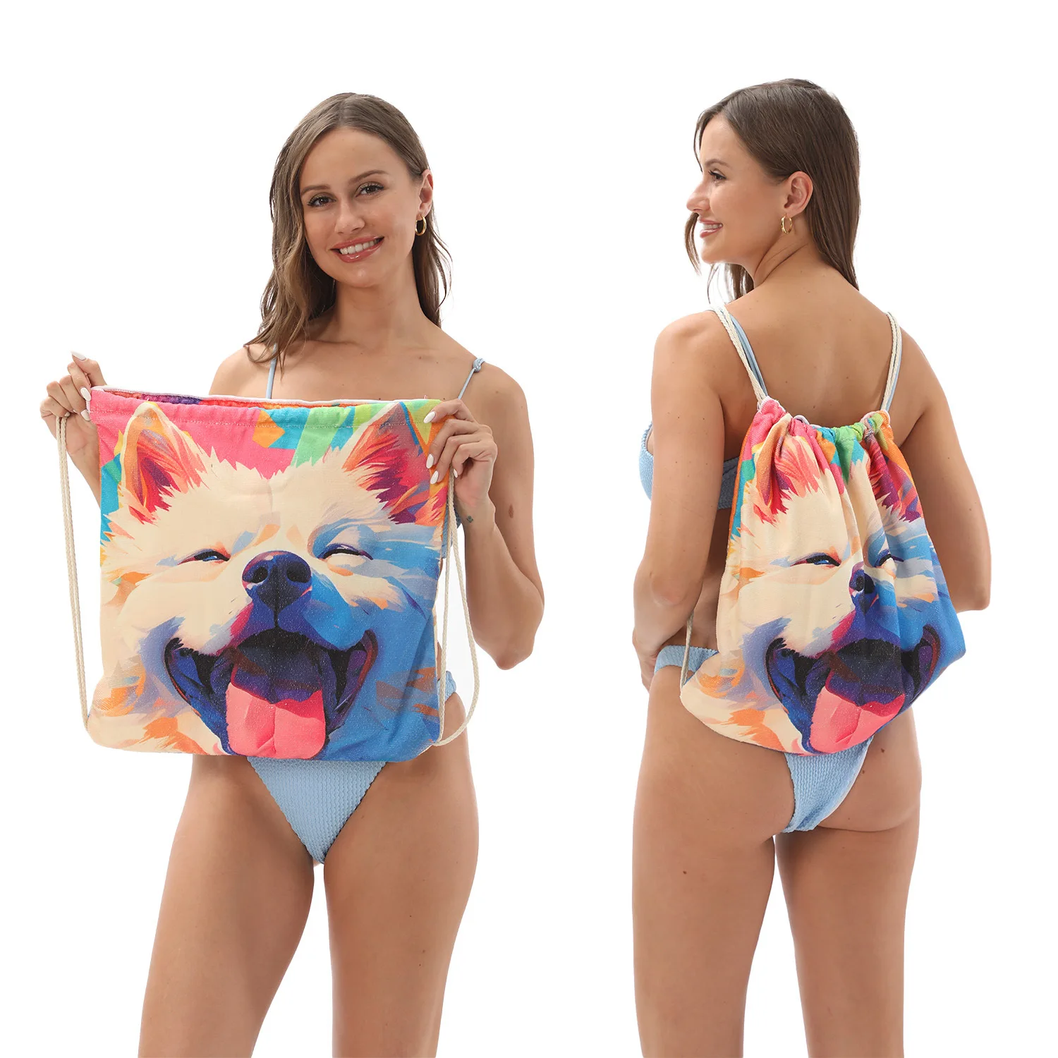 2-in-1 Foldable  Quick Drying Beach Microfiber Towel Mat  for The Sports Bathrobe Woman Travel Portable Sand Free Beach Towels